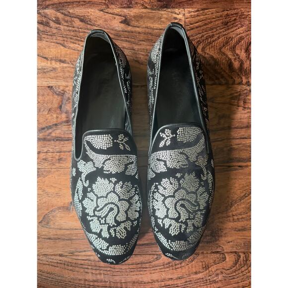 $1,495 NEW Versace Crystal Baroque Black Velvet Smoking Loafers Shoes 43(10) main image 2